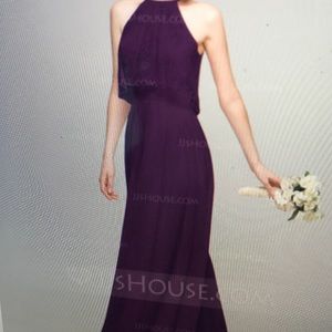 Purple long lace dress
